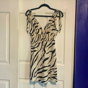 ASOS DESIGN TIE-SHOULDER PLUNGE MINI SUNDRESS